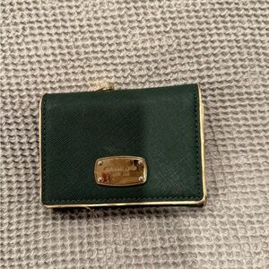 Michael Kors Forest Green Wallet with Gold Trim